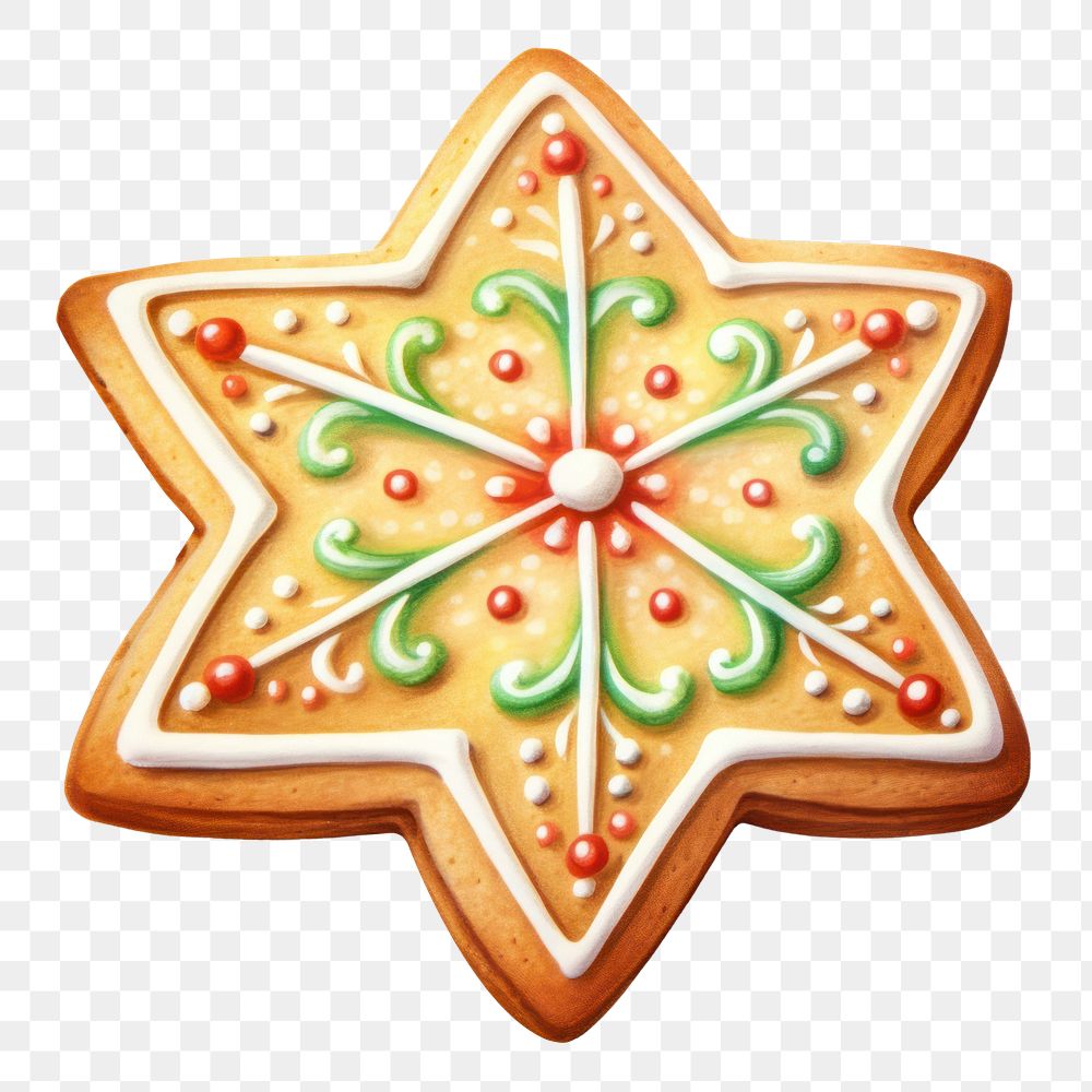 PNG Gingerbread cookie Christmas dessert, digital paint illustration. AI generated image