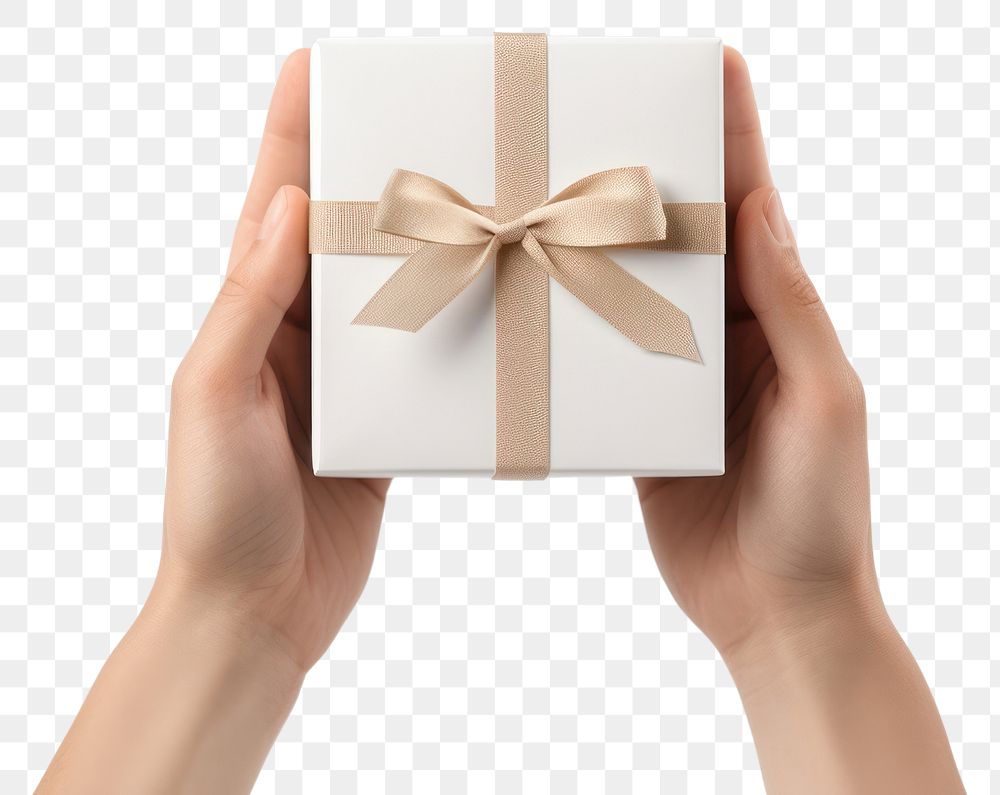 PNG Gift holding paper hand. AI generated Image by rawpixel.