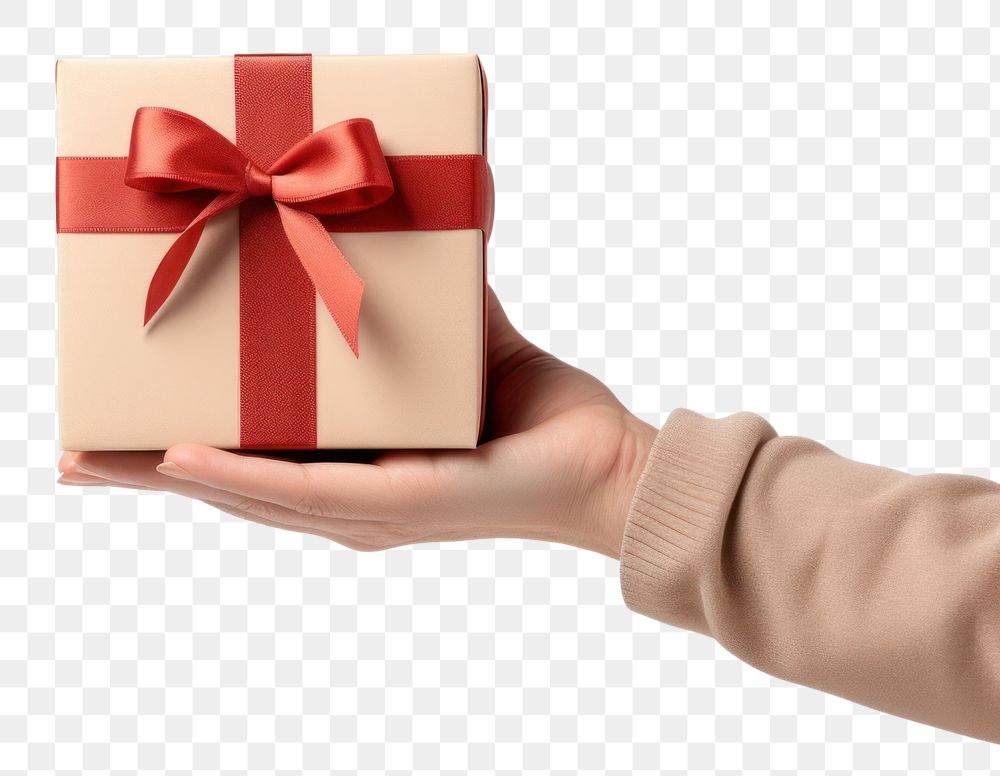 PNG Gift holding hand box. AI generated Image by rawpixel.