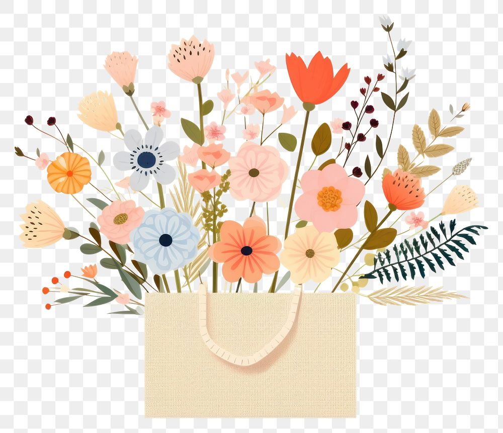 PNG Handbag pattern flower plant. AI generated Image by rawpixel.