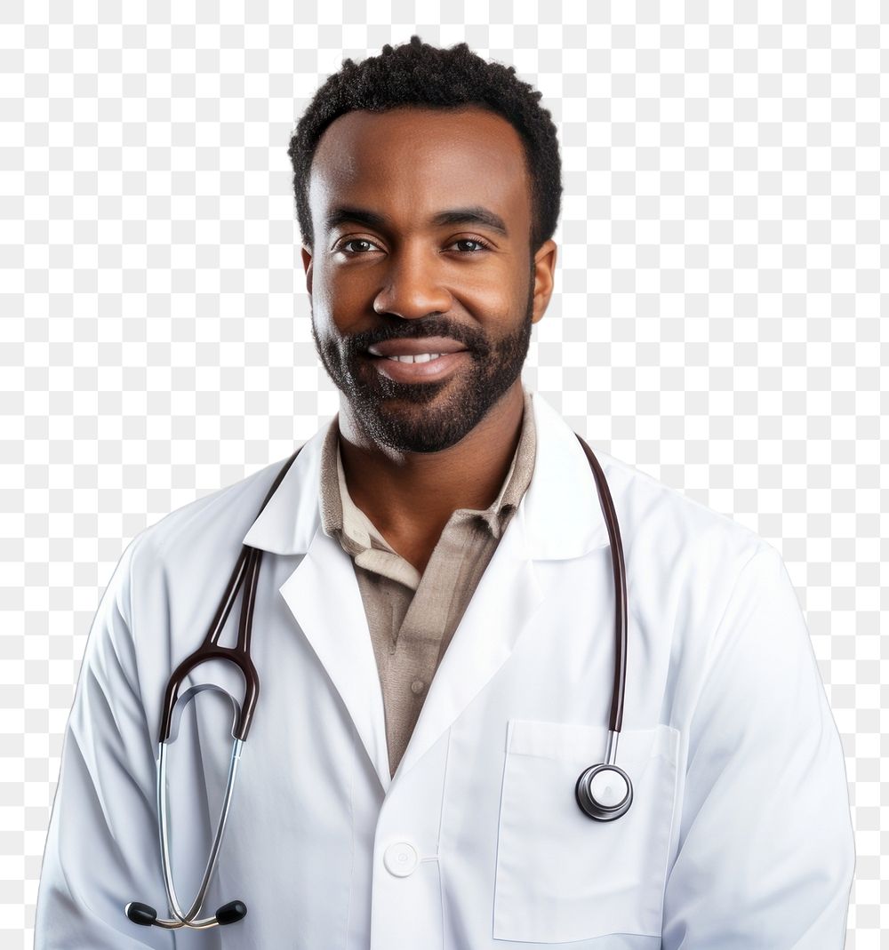 PNG Doctor standing smiling adult. 