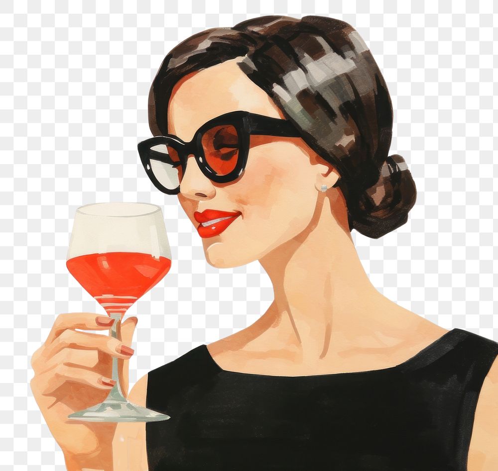 PNG Drinking cocktail portrait glasses. AI generated Image by rawpixel.