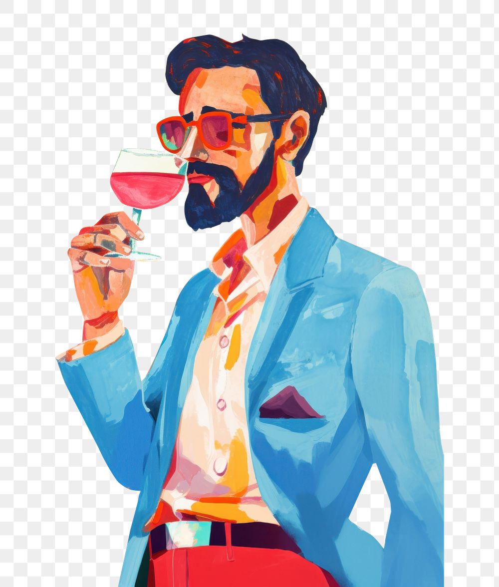 PNG Painting drinking adult art. AI generated Image by rawpixel.