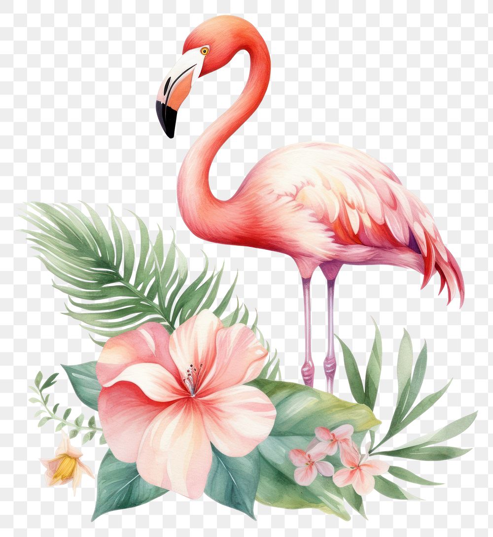 PNG  Flamingo animal flower bird. AI generated Image by rawpixel.