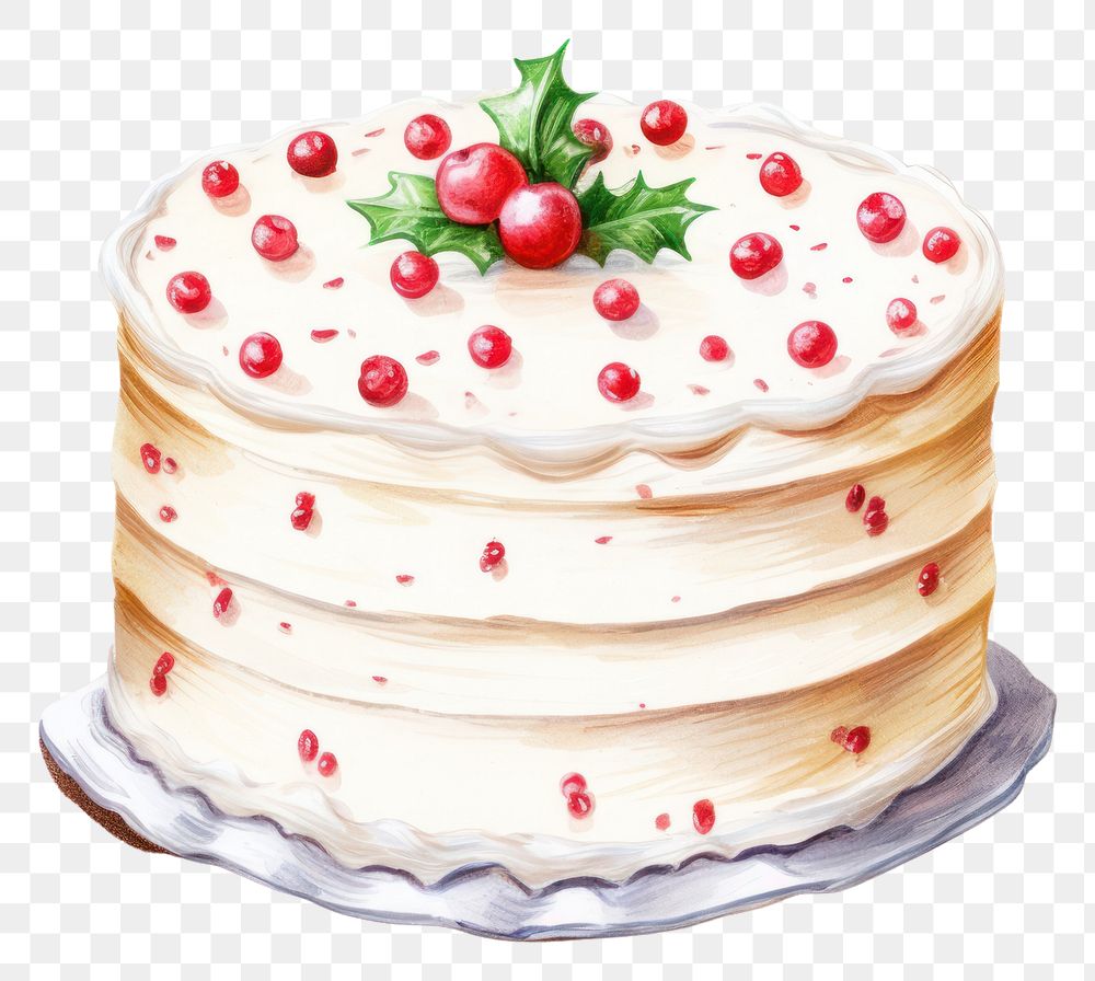 PNG Cake dessert Christmas, digital paint illustration. AI generated image
