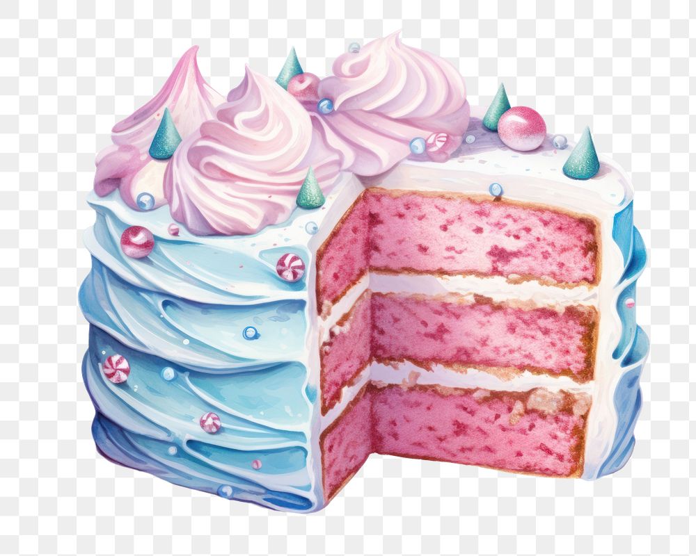 PNG Cake dessert icing cream, digital paint illustration.