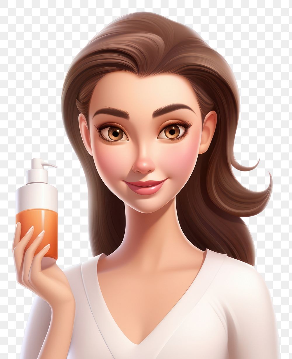 PNG Cosmetics portrait cartoon bottle. AI generated Image by rawpixel.
