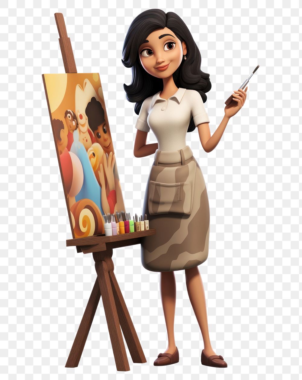 PNG Painter cartoon adult women. AI generated Image by rawpixel.