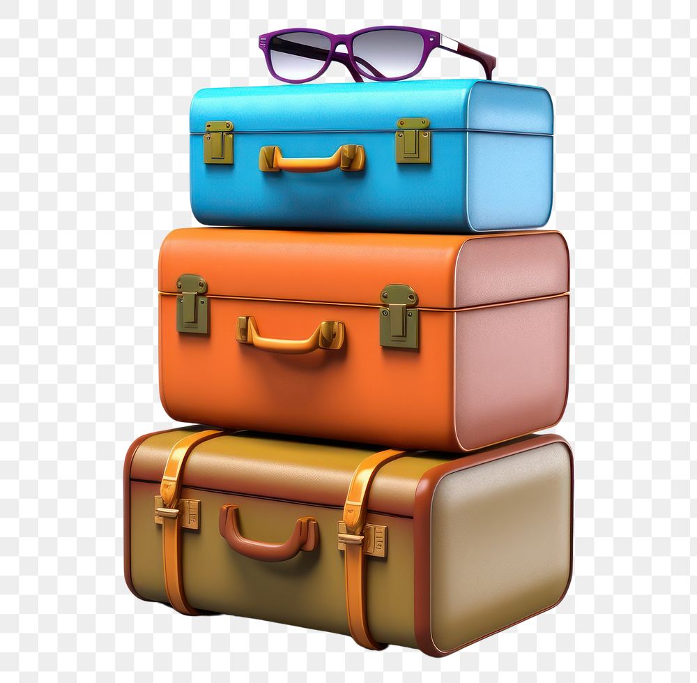 PNG Suitcase sunglasses luggage white background. AI generated Image by rawpixel.