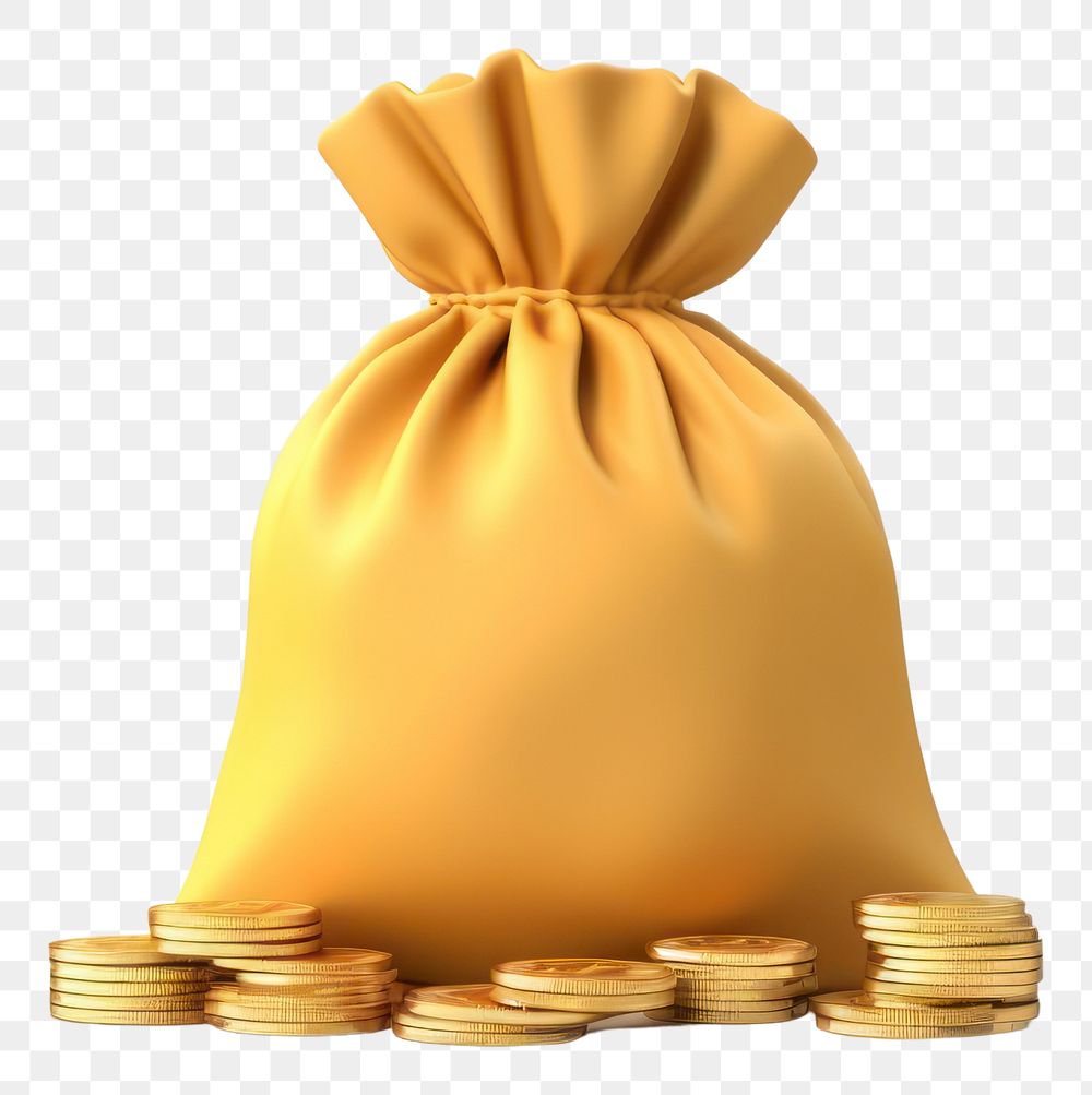 PNG Money bag gold transparent background. AI generated Image by rawpixel.