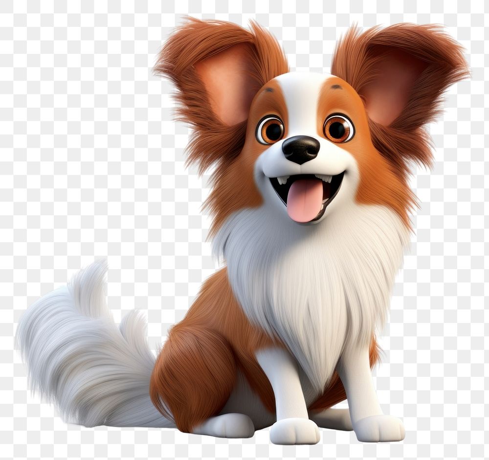 PNG Papillon dog spaniel cartoon. 