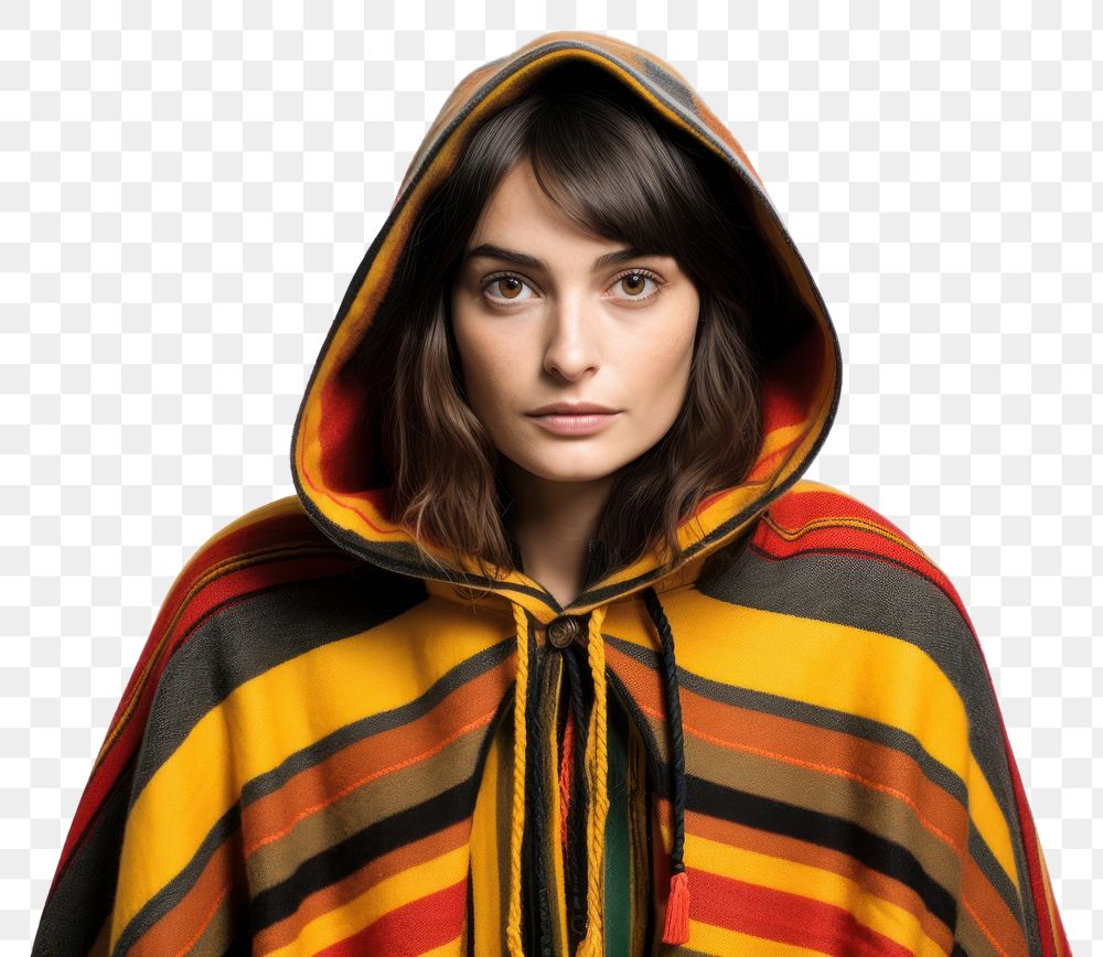 PNG Woman wearing a poncho sweatshirt portrait sweater. AI generated Image by rawpixel.