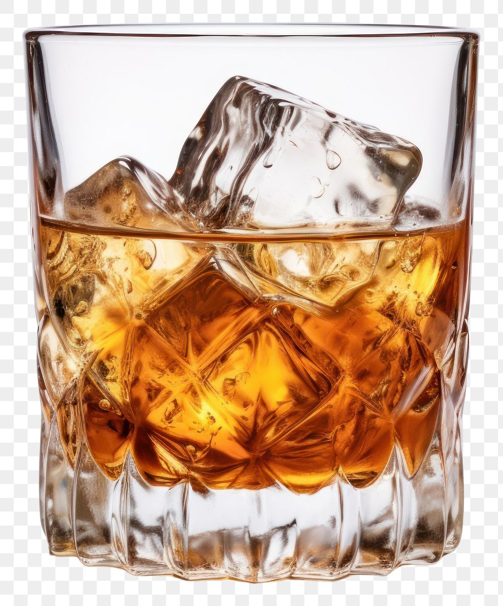 PNG Whisky glass drink ice transparent background