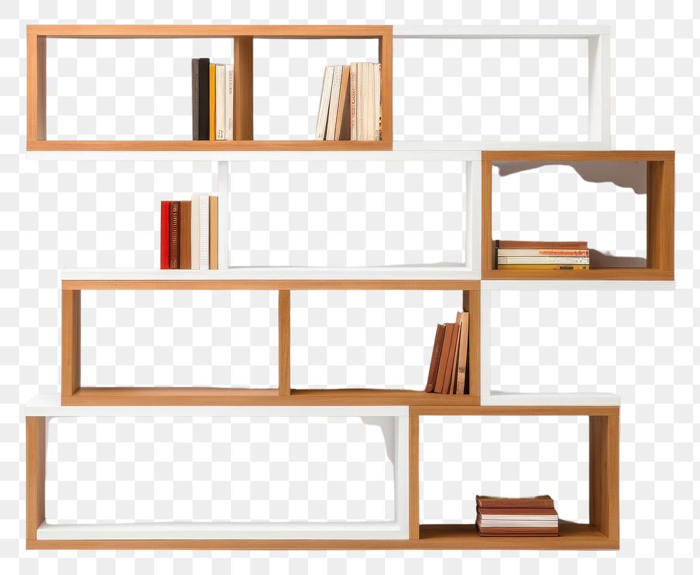 PNG Bookcase furniture bookshelf transparent background. AI generated Image by rawpixel.