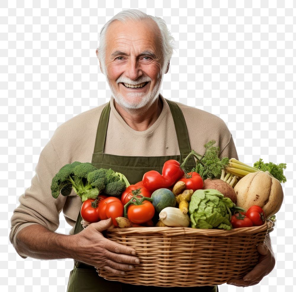 PNG Basket vegetable gardening adult. AI generated Image by rawpixel.