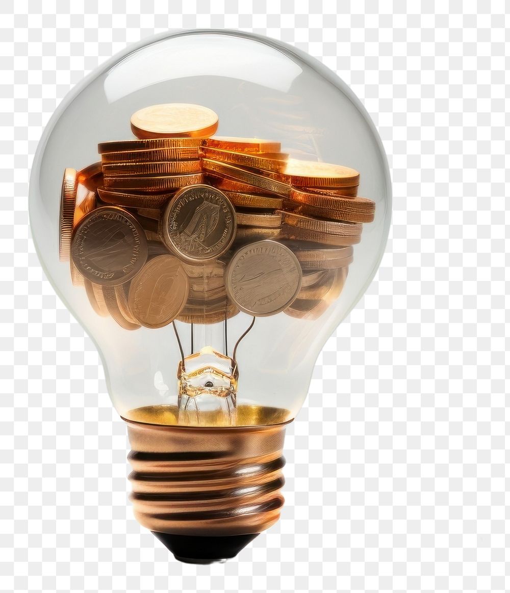 PNG Light lightbulb coin electricity. AI generated Image by rawpixel.