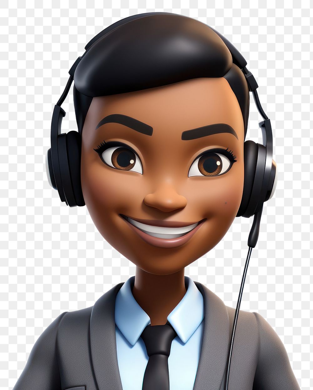 PNG Black businesswoman headset headphones cartoon. 