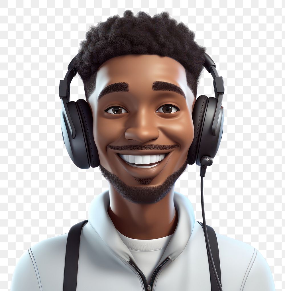 PNG Headset headphones portrait cartoon. 