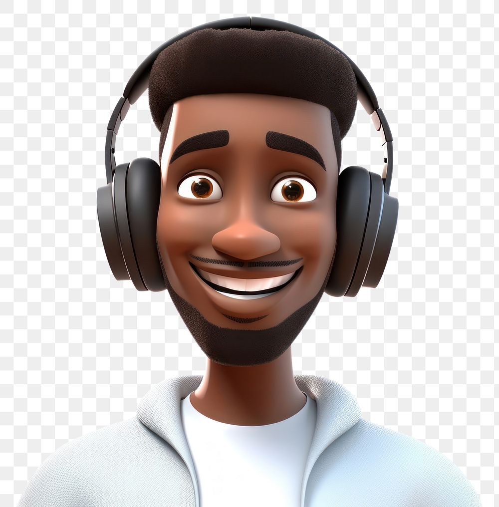 PNG Headset headphones portrait cartoon. 