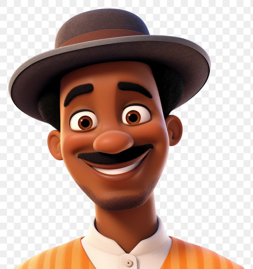 PNG Black man moustache portrait cartoon. 