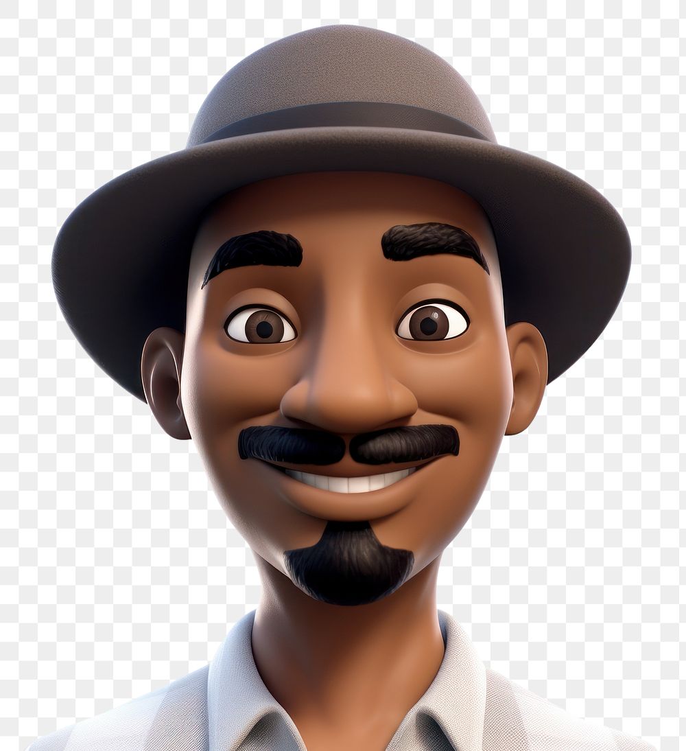 PNG Black man moustache portrait cartoon. 