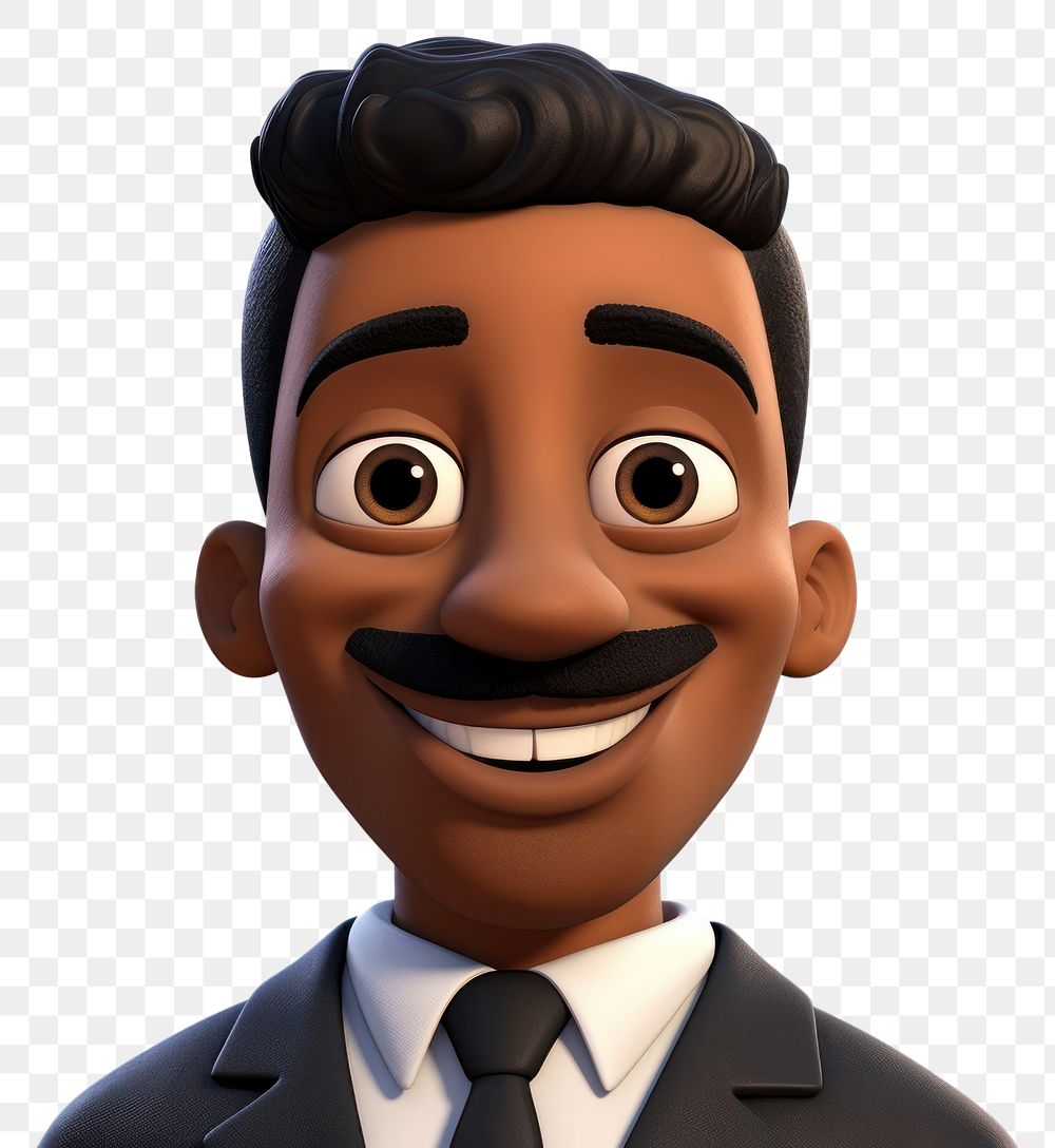 PNG Black man moustache portrait cartoon. 