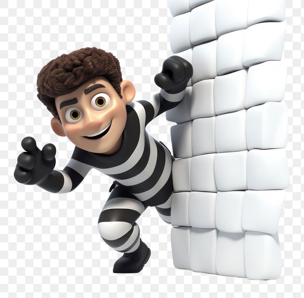 PNG Burglar cartoon striped toy. 