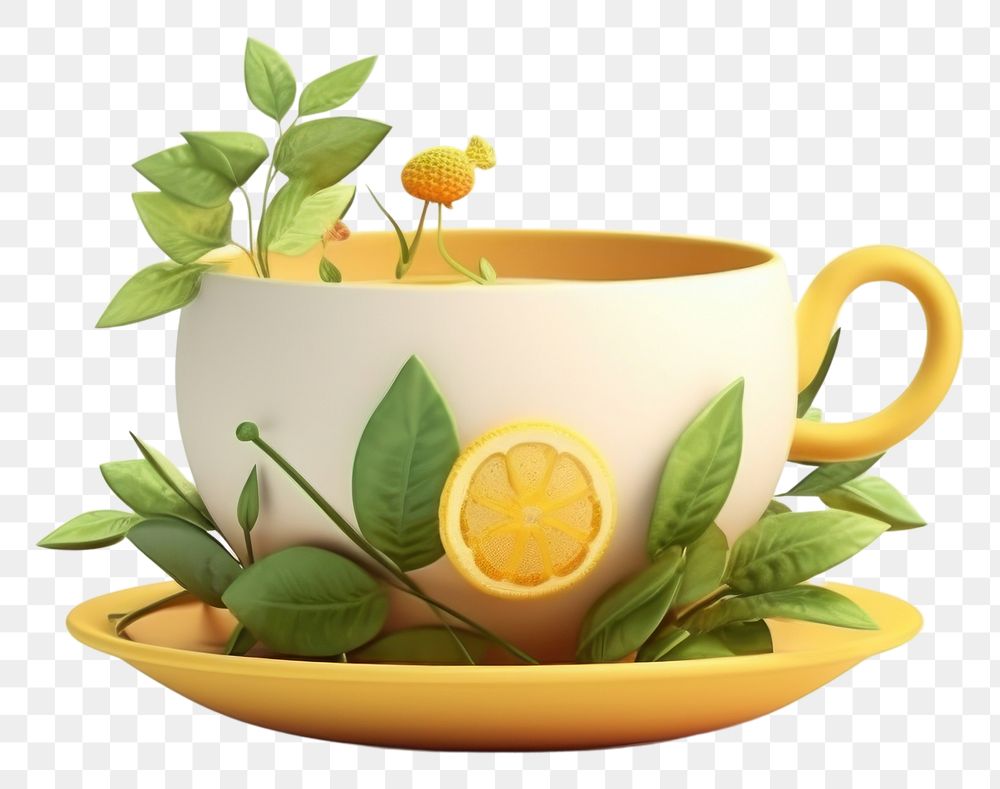 PNG Herbs cup tea saucer. AI generated Image by rawpixel.