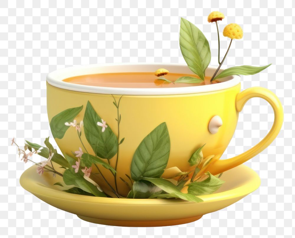 PNG Cup tea saucer herbal. AI generated Image by rawpixel.