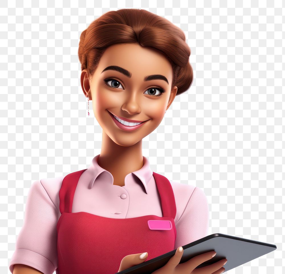 PNG Female server smiling cartoon adult. 