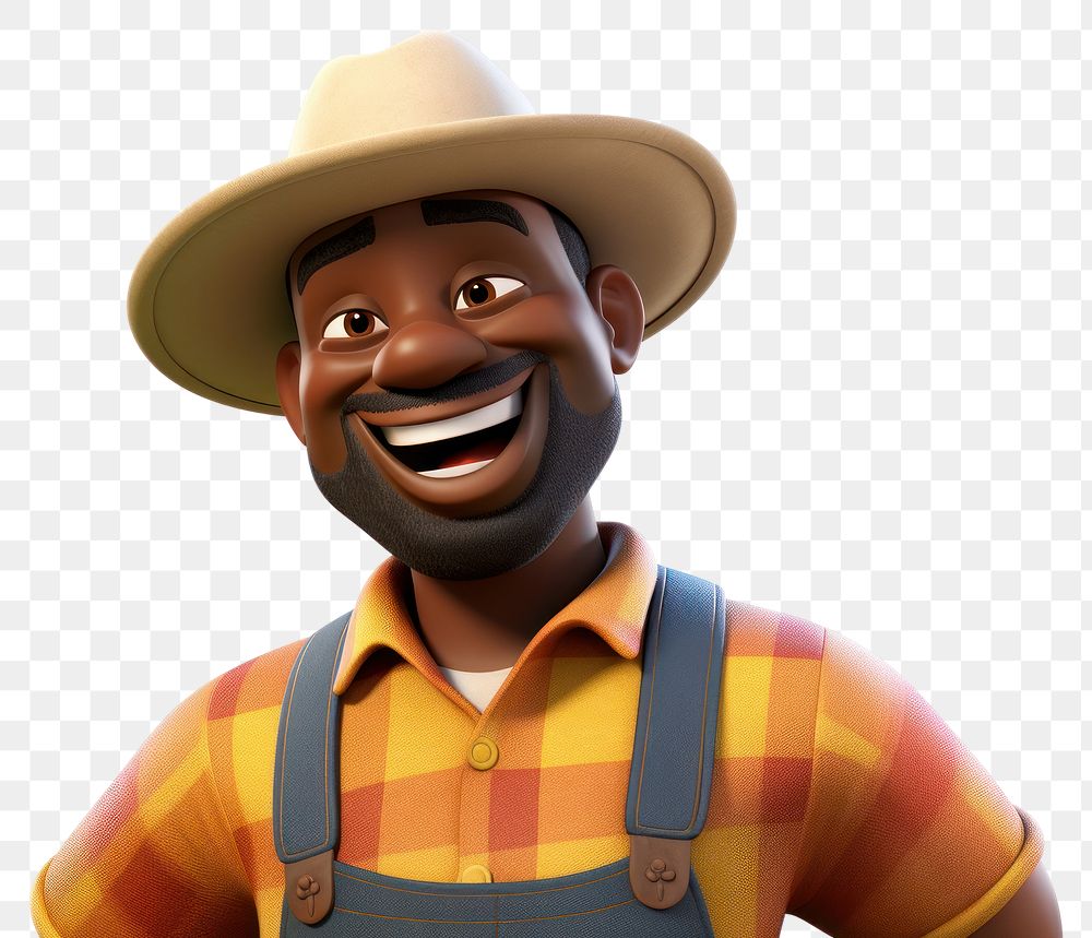 PNG Happy black farmer portrait cartoon smile. 