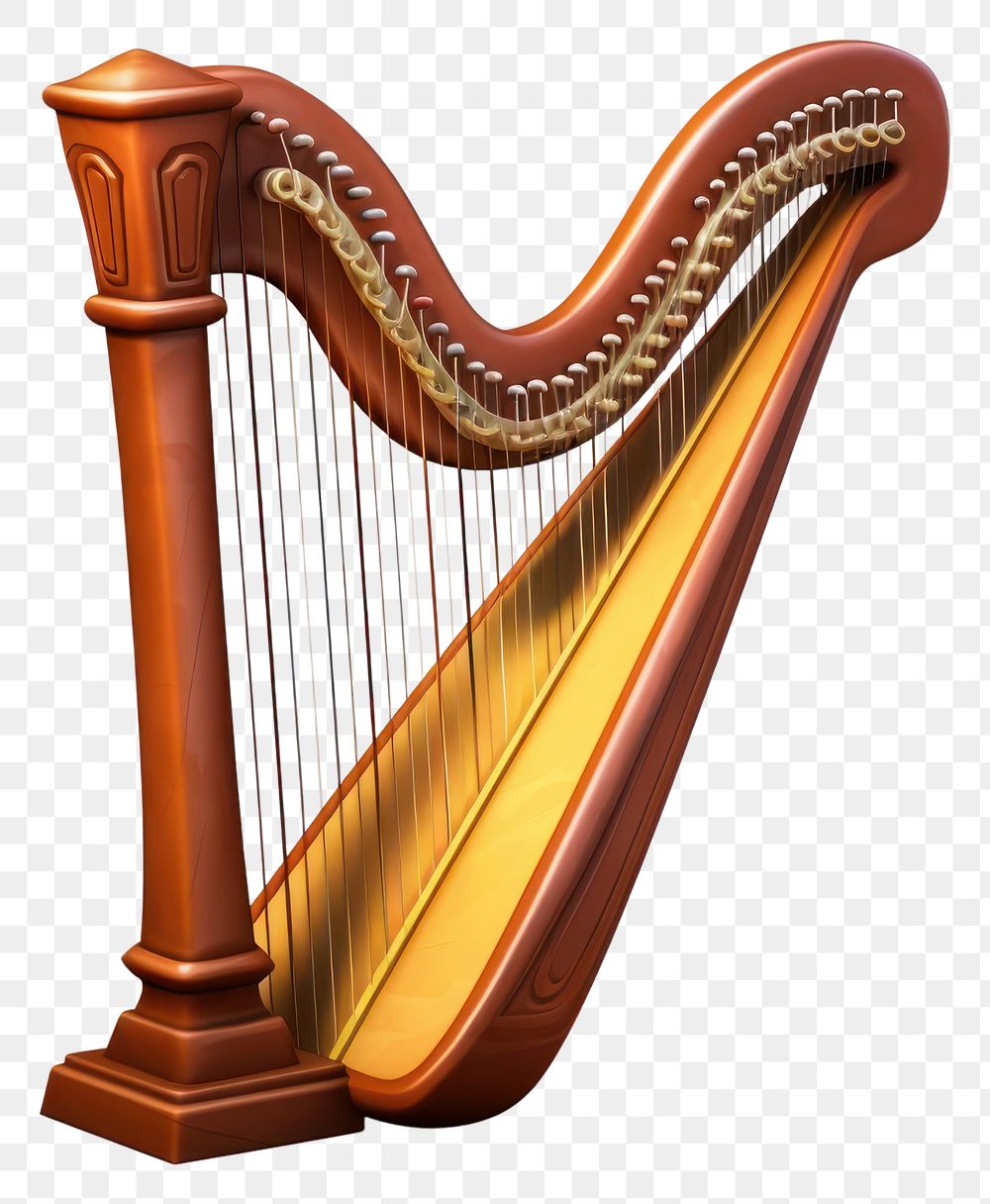 PNG Harp white background performance clàrsach. AI generated Image by rawpixel.