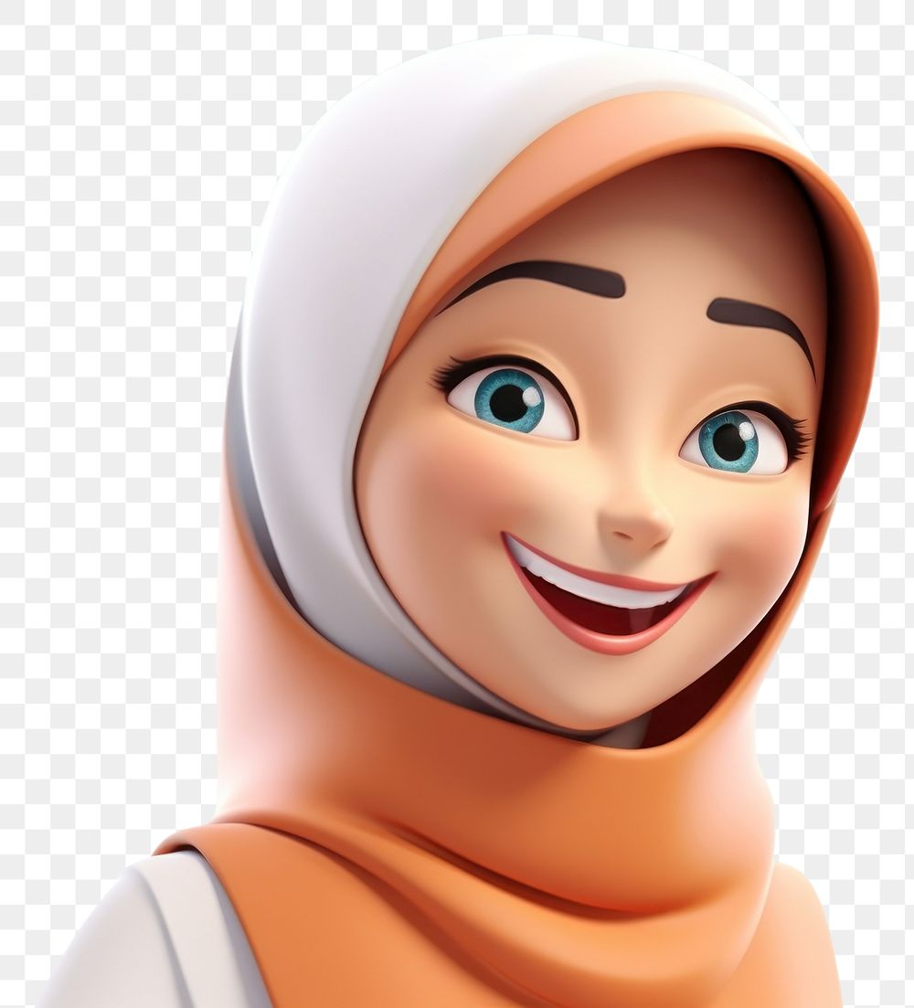 PNG Cartoon smiling headscarf happiness. AI generated Image by rawpixel.