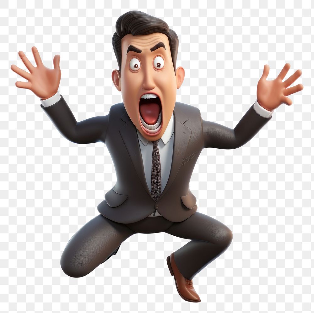 PNG Creaming businessman cartoon white background overworked. AI generated Image by rawpixel.