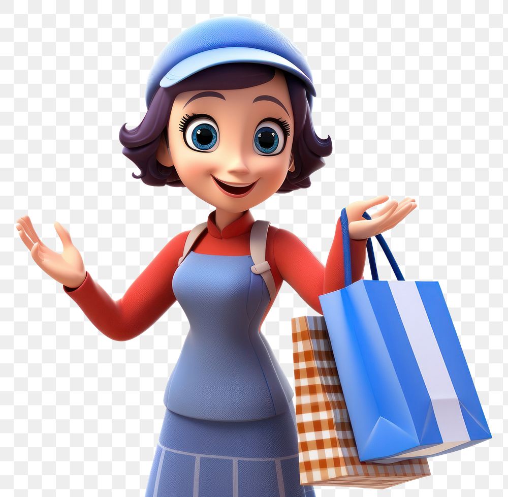 PNG Shopping bag holding cartoon. AI generated Image by rawpixel.