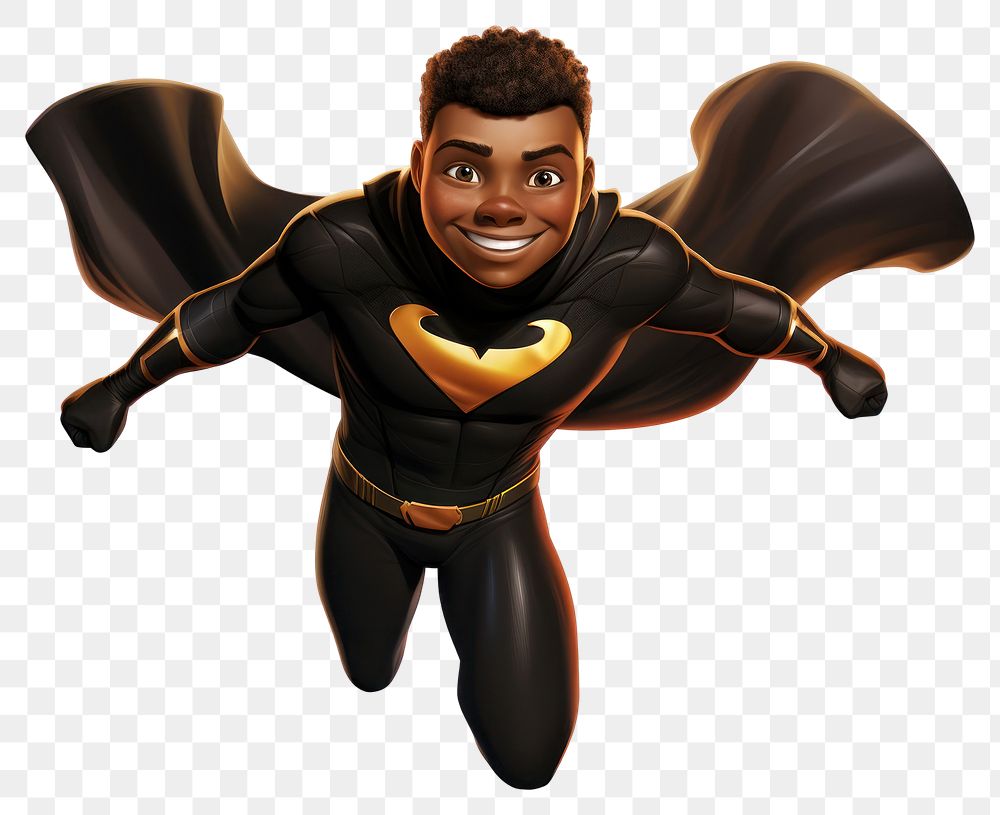 PNG Black male superhero cartoon adult white background. AI generated Image by rawpixel.