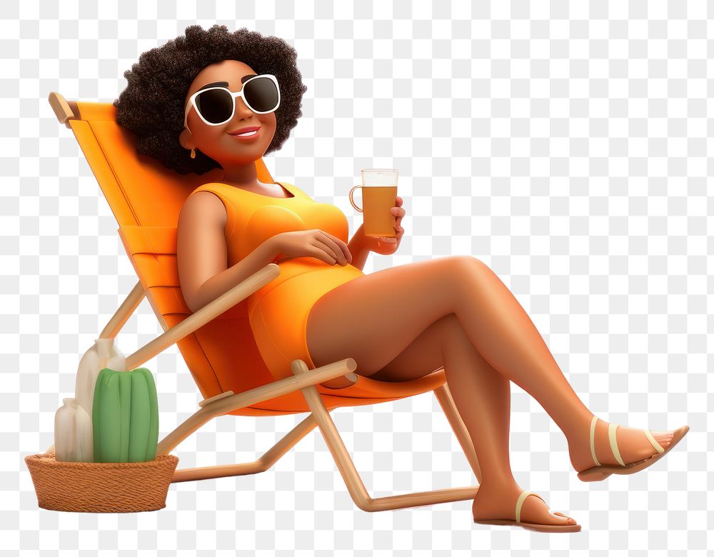 PNG Sunglasses sunbathing sitting cartoon. AI generated Image by rawpixel.