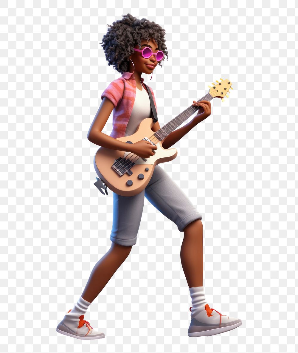 PNG Musician cartoon guitar white background. AI generated Image by rawpixel.