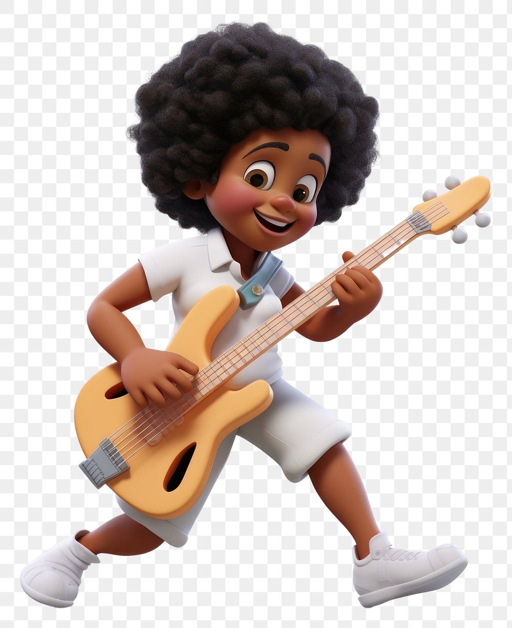 PNG Musician cartoon guitar transparent background. AI generated Image by rawpixel.