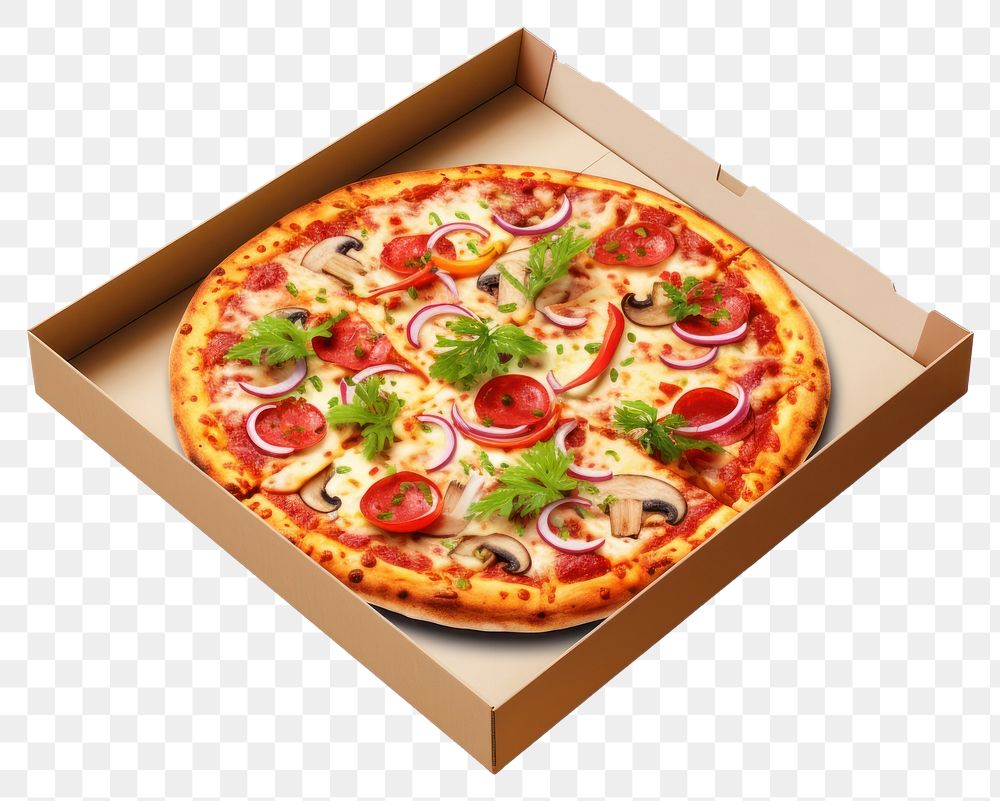 PNG Pizza food box white background. AI generated Image by rawpixel.