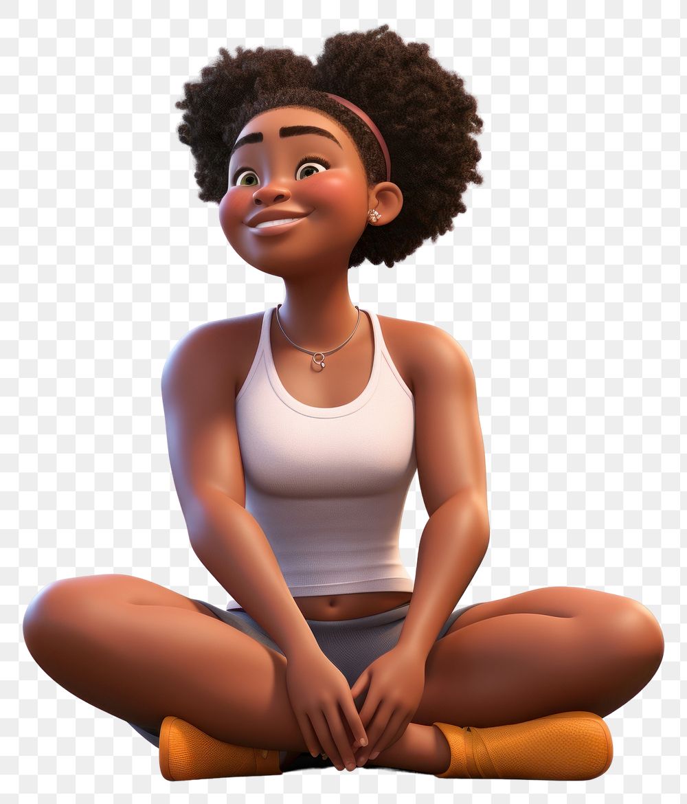 PNG Portrait sitting cartoon female. AI generated Image by rawpixel.