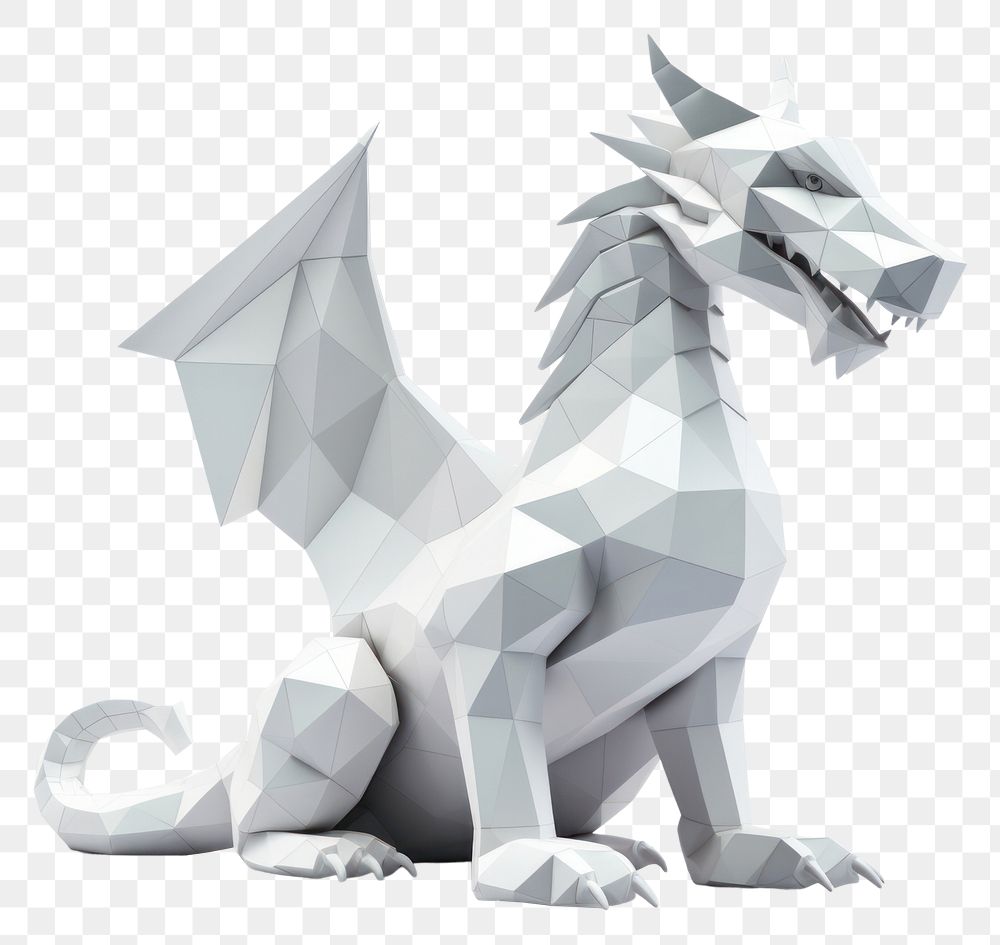 PNG Dragon paper white white background. AI generated Image by rawpixel.