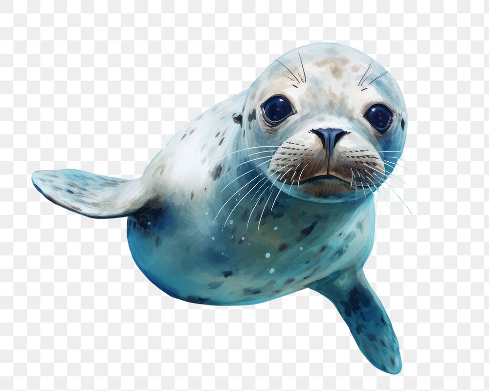 PNG Seal wildlife animal mammal, digital paint illustration. AI generated image