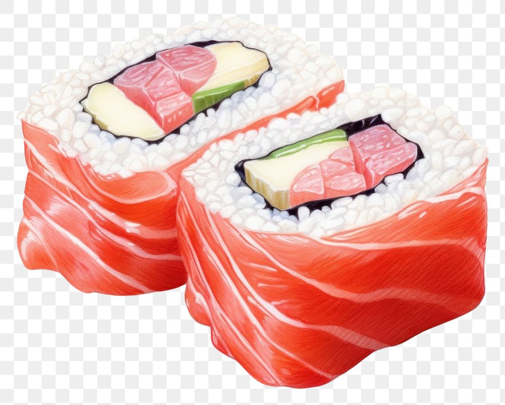 PNG Sushi food rice meat, digital paint illustration. AI generated image