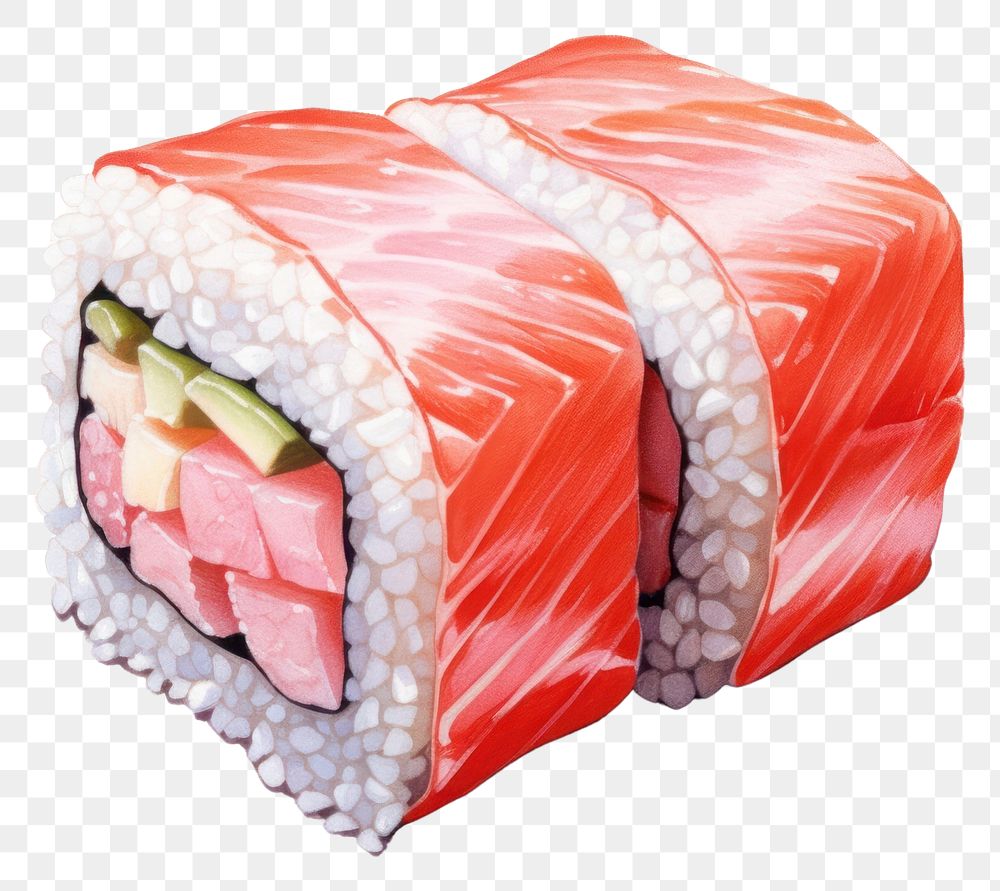 PNG Sushi food rice red, digital paint illustration. AI generated image