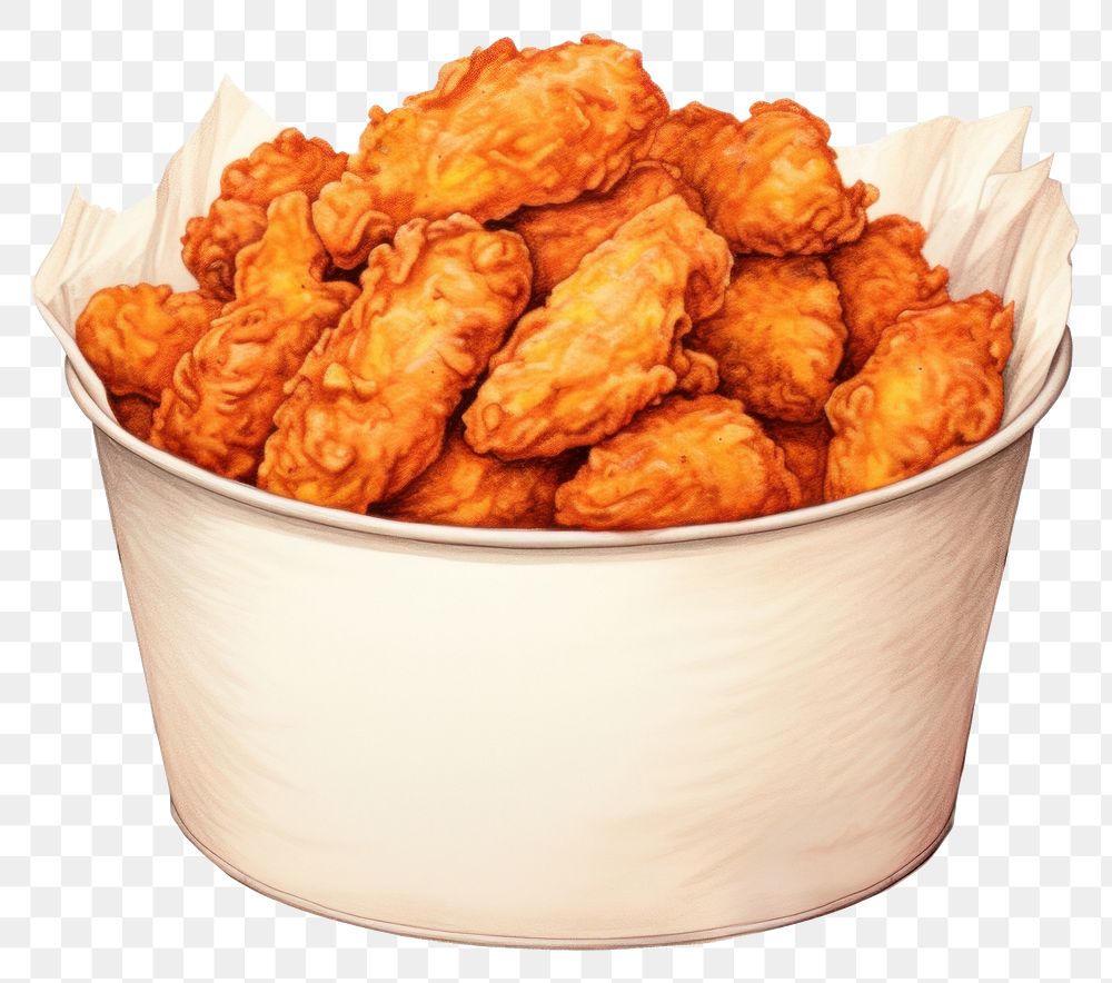 PNG Fried food white background fried chicken, digital paint illustration. AI generated image
