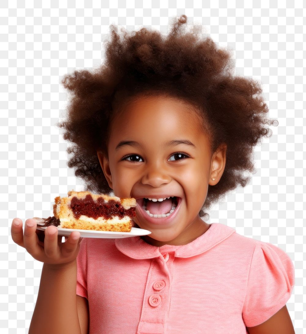 PNG Eating child food cake. 