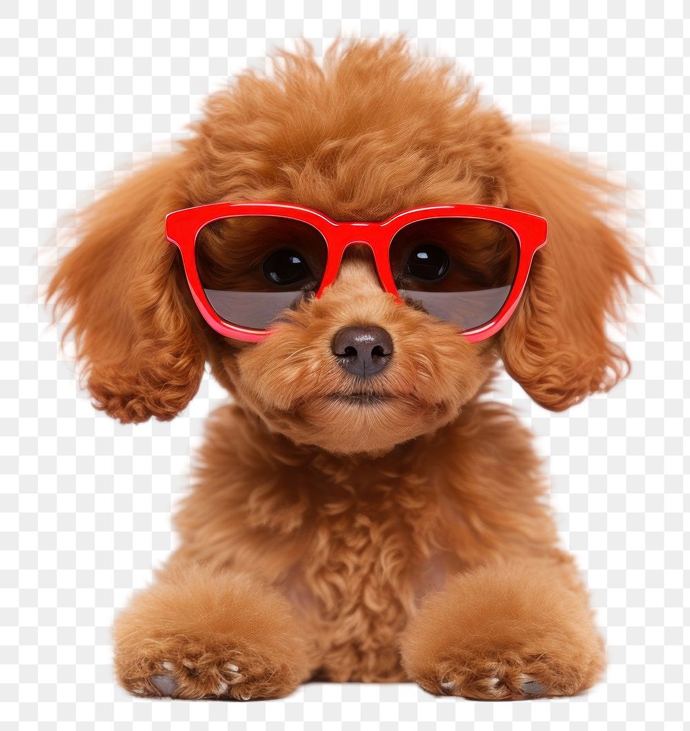 PNG Poodle puppy sunglasses mammal. AI generated Image by rawpixel.