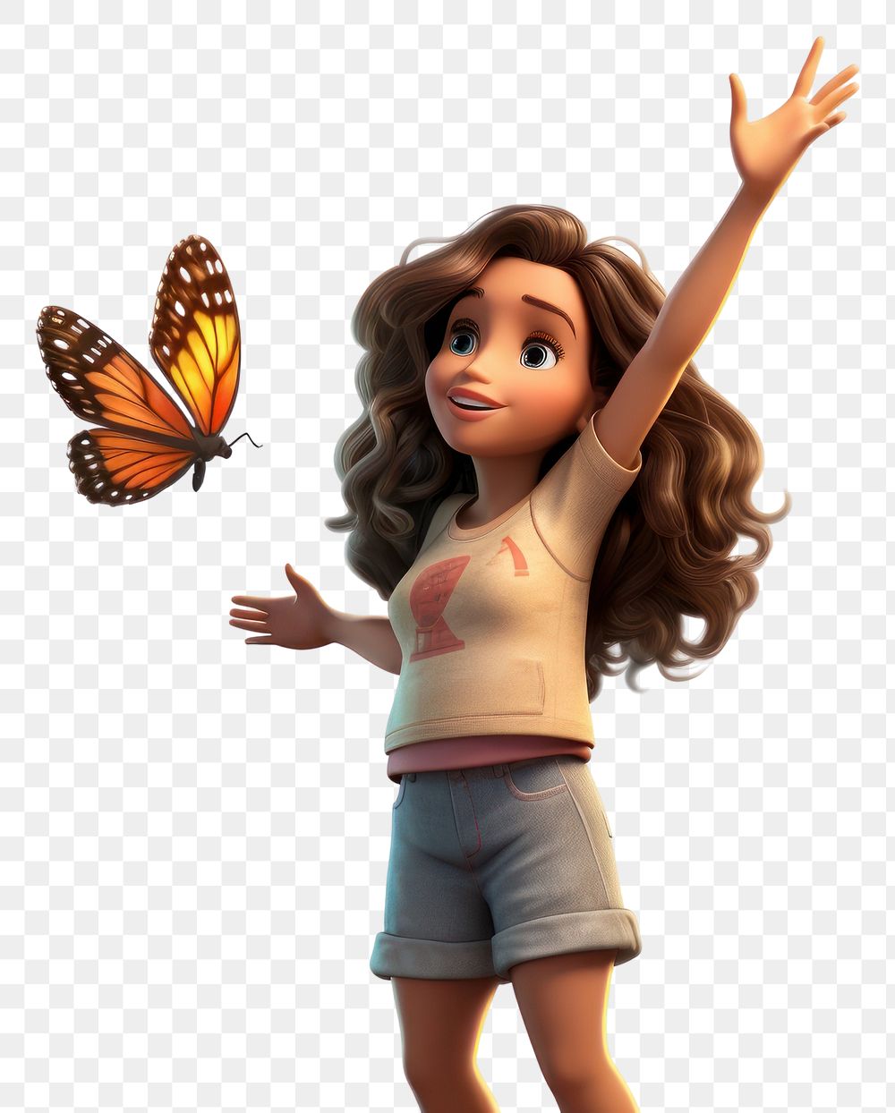 PNG Butterfly cartoon girl toy. AI generated Image by rawpixel.
