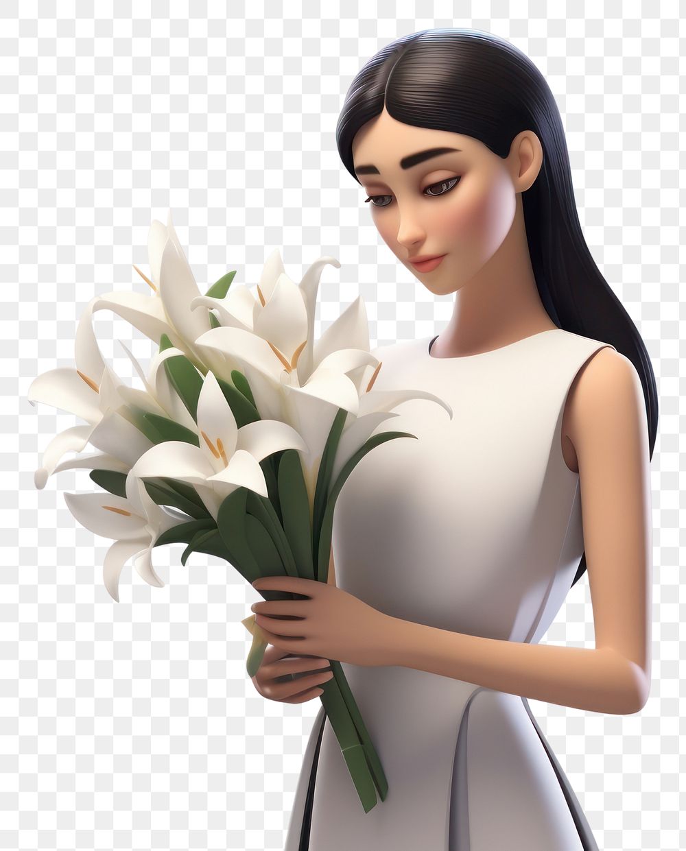 PNG Holding cartoon flower female. AI generated Image by rawpixel.